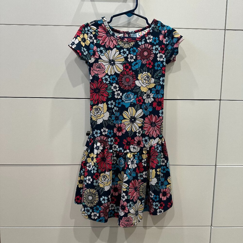 DotDotSmile Blue Floral Flapper Dress